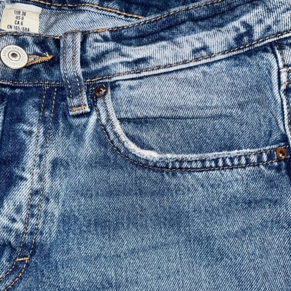 L.O.G.G. Mom Jeans High Rise Medium Wash Blue Straight Leg Denim Womens Size 6 - Picture 8 of 10